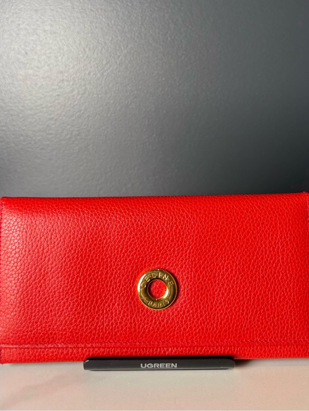 Red Leather Continental Wallet Celine